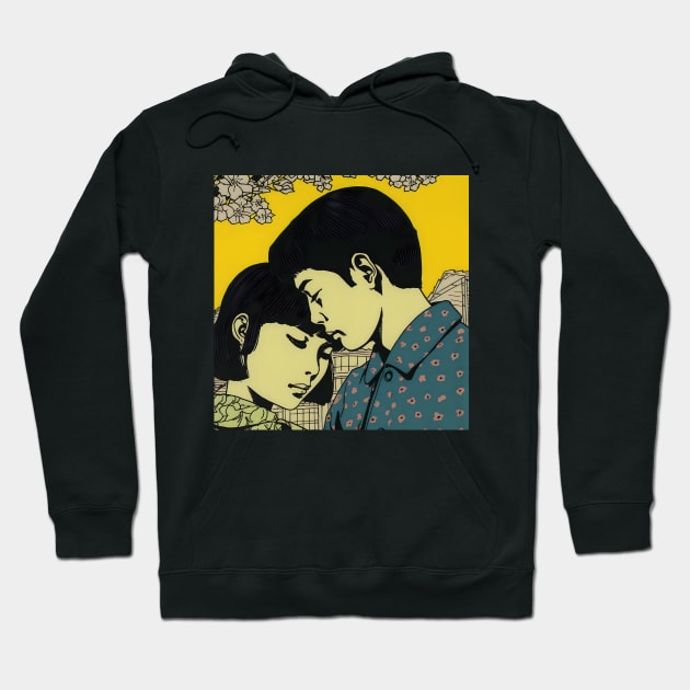 Brunet couple retro illustration Hoodie by KOTYA